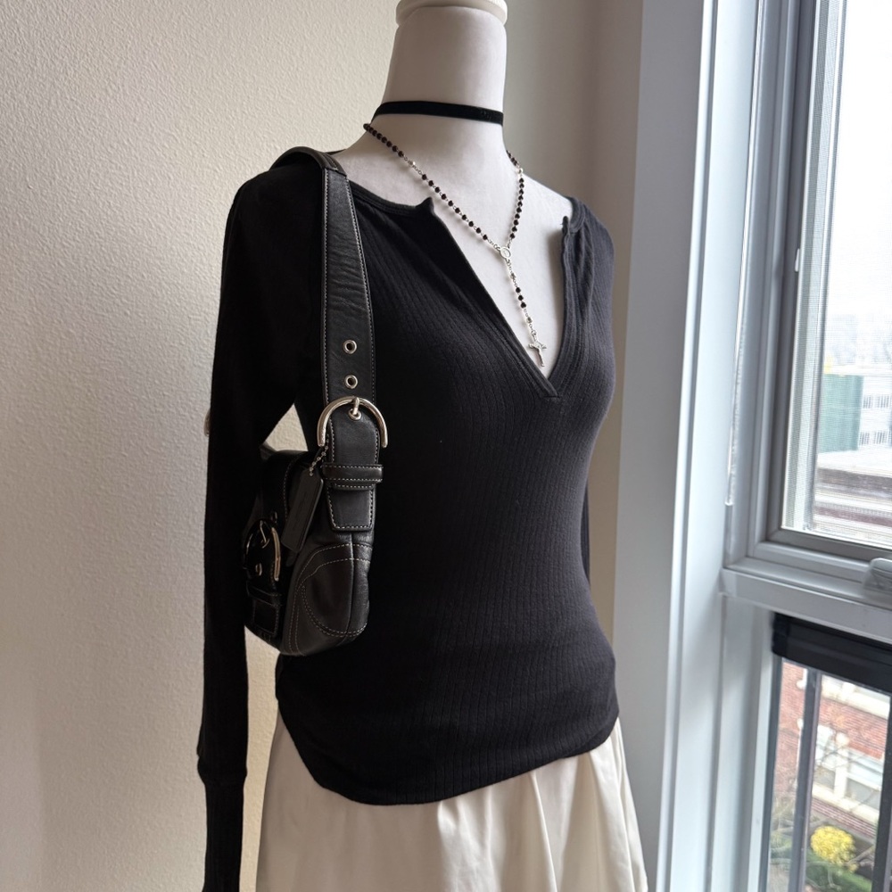 Cotton Black Long Sleeve Top Size Small